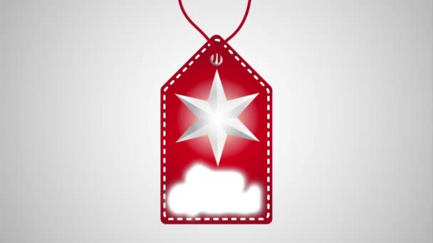 Frohe Weihnachten Karte mit Anhänger hängen — Stockvideo