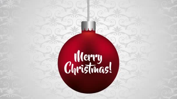 Happy Merry Christmas Card met bal opknoping — Stockvideo