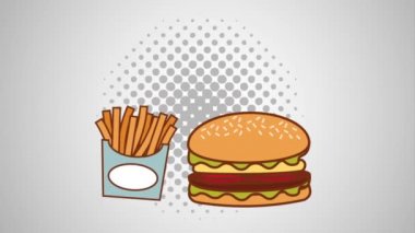 konuşma balonu ve fast food pop art tarzı animasyon