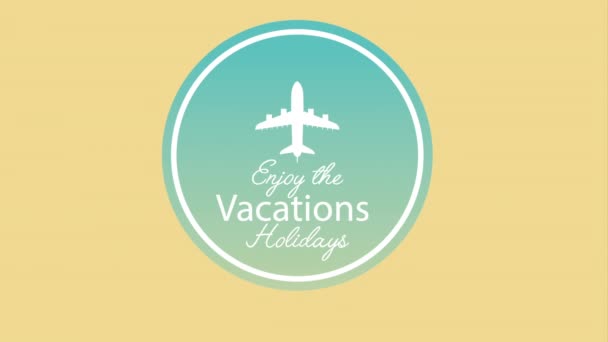 Seal of enjoy vacations with airplane — Stock Video