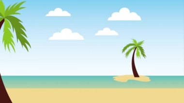 plaj tatil sahne animasyon üzerinde bavul