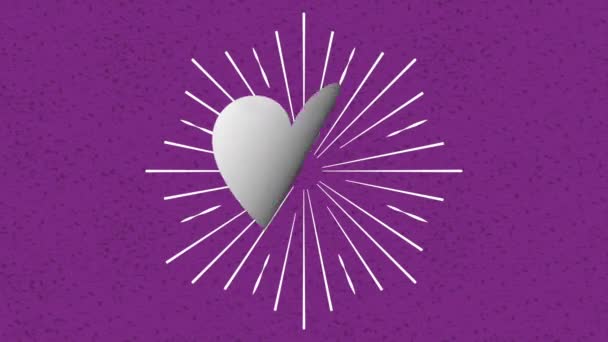Cartão dos namorados com animação de amor do coração — Vídeo de Stock