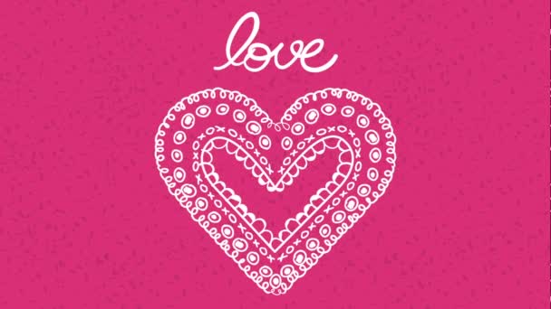 心の愛と書道アニメーションとバレンタインカード — ストック動画