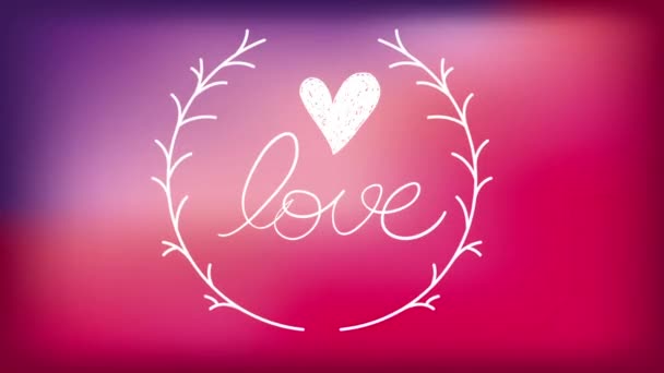 Biglietto di San Valentino con amore del cuore e animazione calligrafica — Video Stock