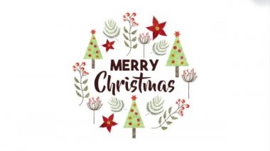 yapraklar taç ve yıldız ile mutlu noel kartı