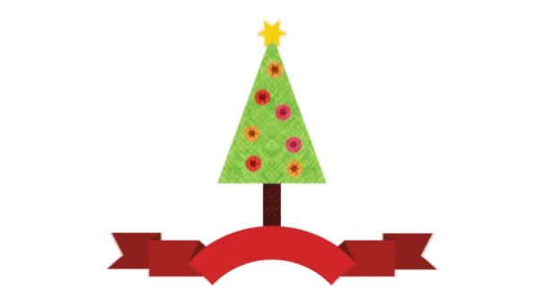 Feliz cartão de Natal alegre com pinheiros — Vídeo de Stock