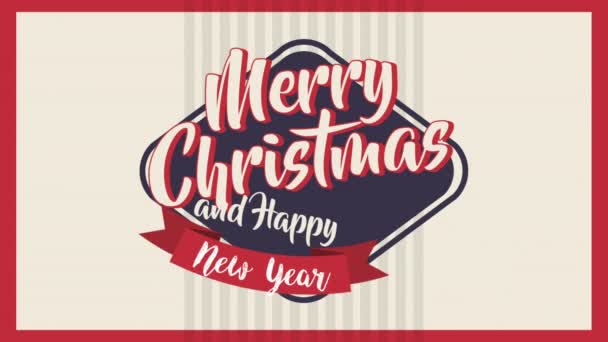 リボンと幸せなメリークリスマスカードフレーム — ストック動画