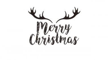 reindeer boynuzları ve kurdele ile mutlu noel kartı