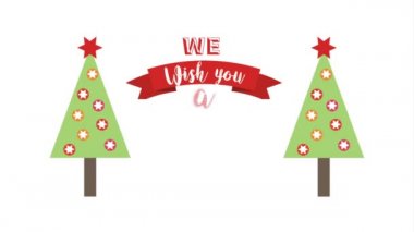 Çam ağaçlı mutlu noel kartları.