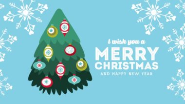 çam ağacı ile mutlu noel kartı