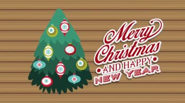 çam ağacı ile mutlu noel kartı