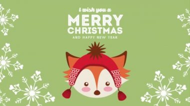 küçük tilki ile mutlu noel kartı