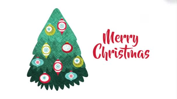 快乐快乐的圣诞卡与松树 — 图库视频影像