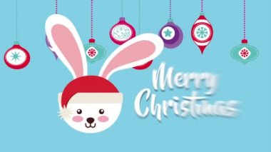 küçük tavşan ile mutlu noel kartı