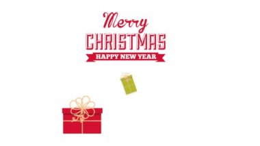 hediyeler ile mutlu noel kartı