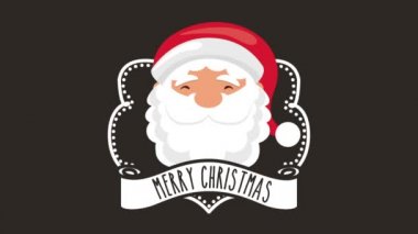 noel baba baş ve kurdele ile mutlu noel kartı