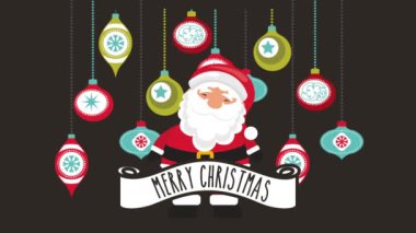 noel baba ve topları ile mutlu noel kartı