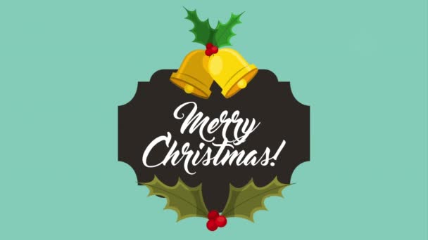 Frohe Weihnachten Karte mit Glocken — Stockvideo