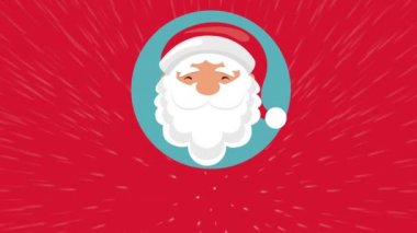 noel baba kafası ile mutlu noel kartı