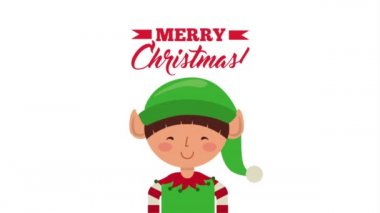 küçük elf karakteri ile mutlu noel kartı