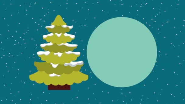 Feliz tarjeta de navidad feliz con pino — Vídeo de stock