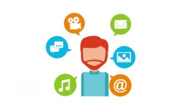 adam ve set simgeleri ile sosyal medya pazarlama