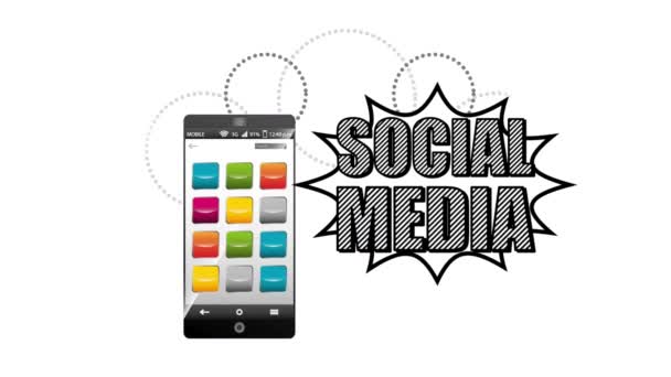 Маркетинг в социальных сетях со смартфоном — стоковое видео
