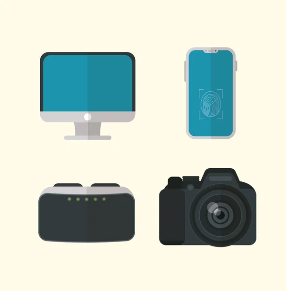 Platte ontwerp gadgets technologie iconen — Stockvector