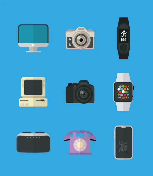 Design piatto gadget icone della tecnologia — Vettoriale Stock