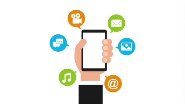 Social Media Marketing mit der Hand per Smartphone — Stockvideo