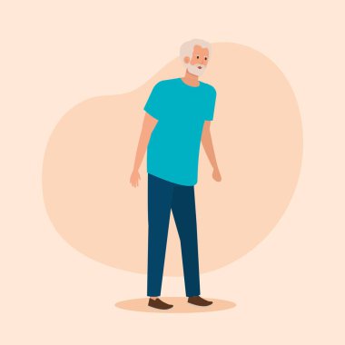 gömlek ve kot ve saç modeli ile yaşlı adam