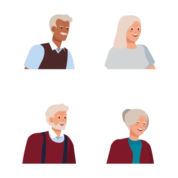 Bluz ve gömlek ile yaşlı kadın ve erkek seti — Stok Vektör