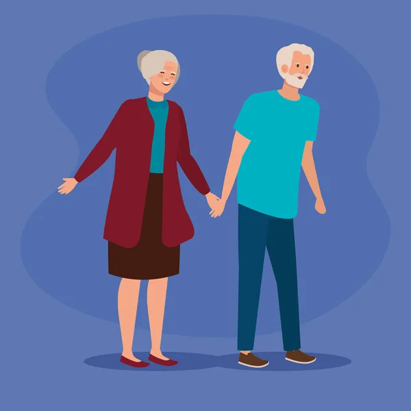 Yaşlı kadın ve adam çift birlikte — Stok Vektör