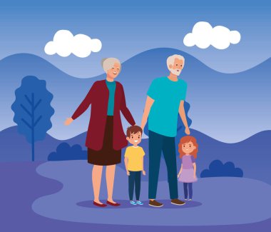 onların sevimli kız ve erkek çocukları ile dedesi