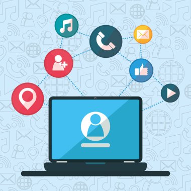 sosyal ağ medya düz tasarım