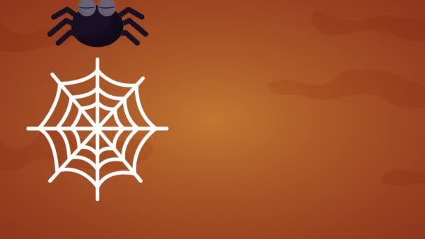 Celebração feliz do dia das bruxas com animação de aranha — Vídeo de Stock