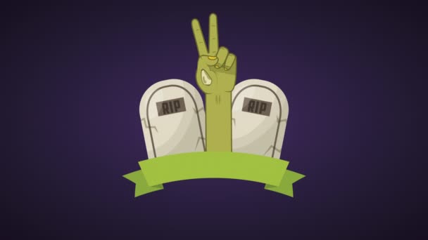 무덤과 손 애니메이션행복 할로윈 축하 — 비디오