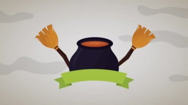 cadı kazan animasyon ile mutlu cadılar bayramı kutlaması