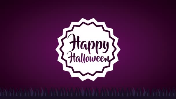 Счастливый Хэллоуин с кладбищенской анимацией — стоковое видео