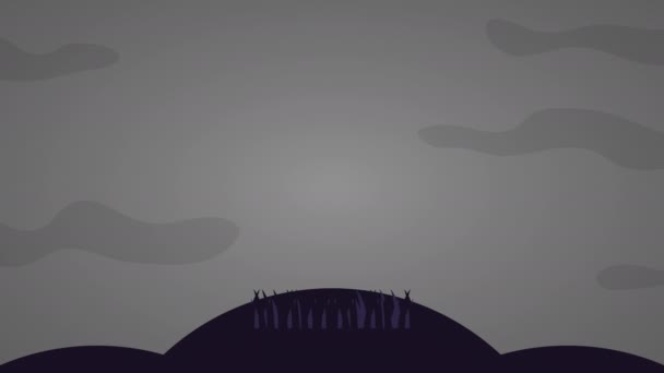 무덤 애니메이션과 행복 할로윈 축하 — 비디오