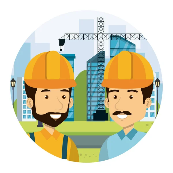 Builders constructors on workside characters Stock Illustration