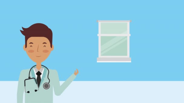 Professional doctor medical character animation — Stock Video