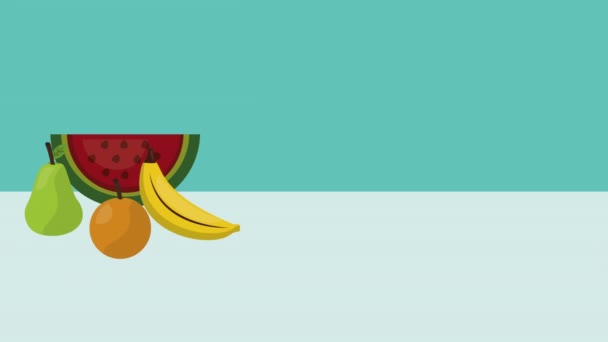 Fruits fresh and speech bubble — Stock Video