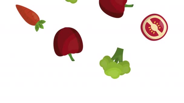 Frutas y verduras alimentos saludables — Vídeo de stock