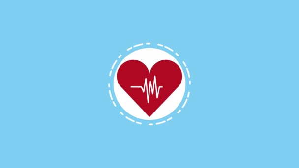 Heart Cardio med puls medicinsk animation — Stockvideo