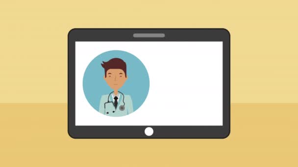 Profesional médico animación personaje médico — Vídeo de stock