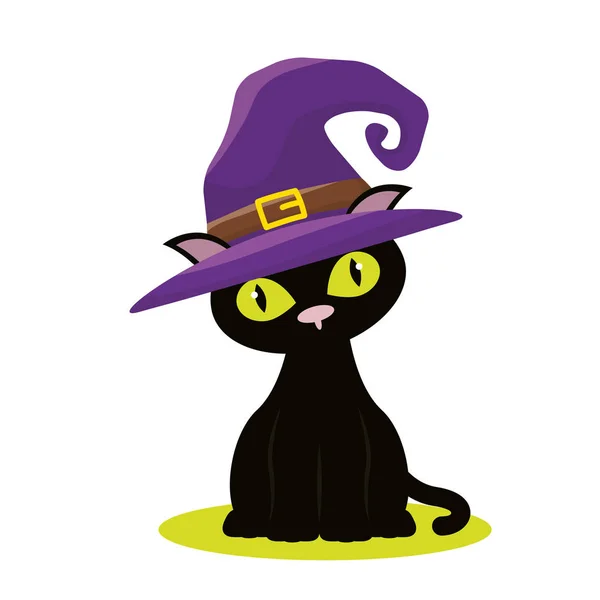 Desenho de vetor de desenho animado de gato Halloween —  Vetores de Stock