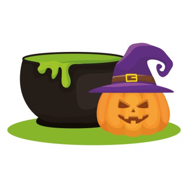 Halloween kabak ve kase vektör tasarımı