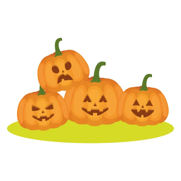 Halloween citrouilles dessins animés design vectoriel — Image vectorielle