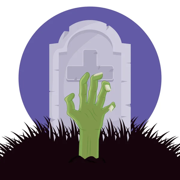 Halloween zombie main et la conception vectorielle tombe — Image vectorielle